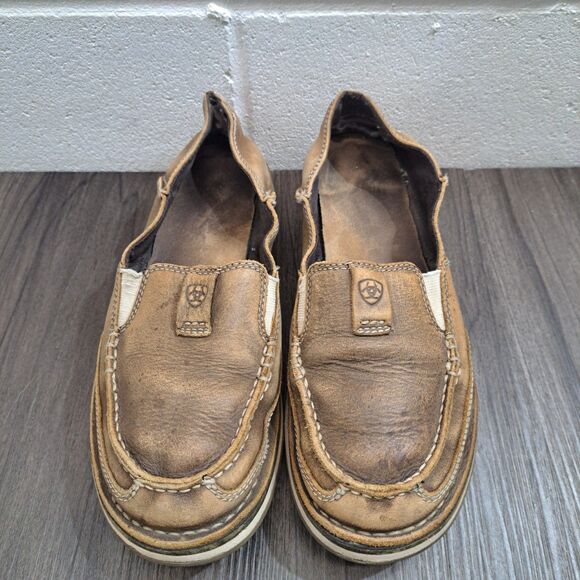 Ariat Moc Style Loafers Cruiser Brown Leather Casual Moc Toe Slip On Shoe Size 7 - Picture 1 of 8